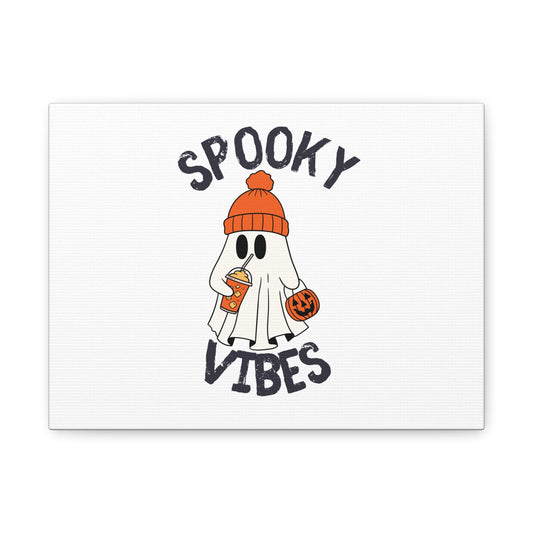Spooky Vibes Canvas Art, Halloween Wall Decor, Ghost Artwork, Fall Home Decoration, Autumn Themed Gift